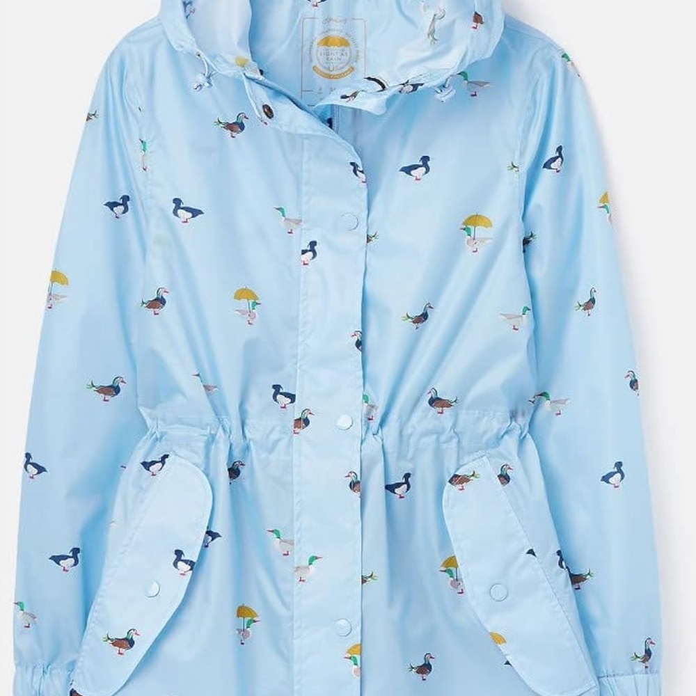 Joules Light Blue Rain Coat with Duck Pattern
